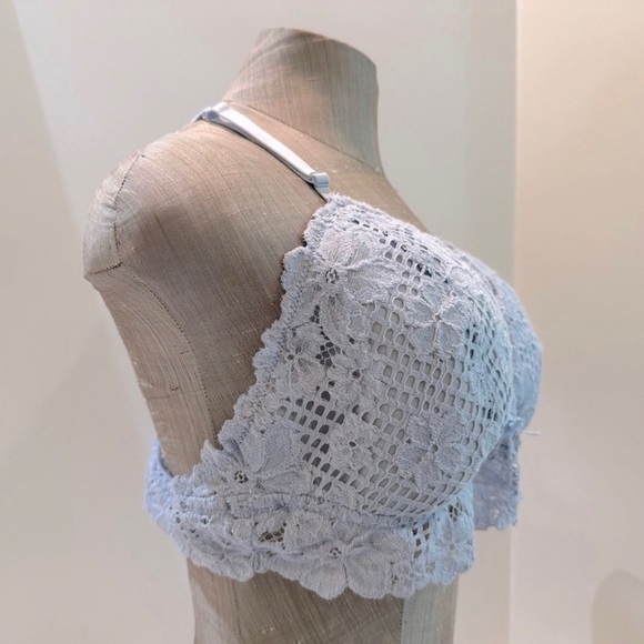 Aerie Padded Wireless Lace Cami Tank Bra Bralette in Light Blue‎ - Picture 3 of 9